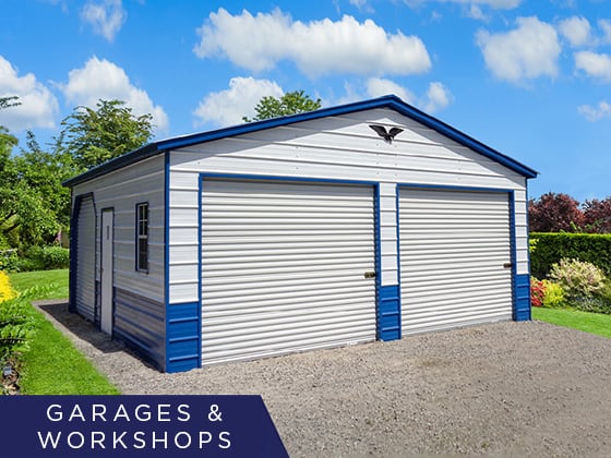 2 Car Metal Garage With Lean To